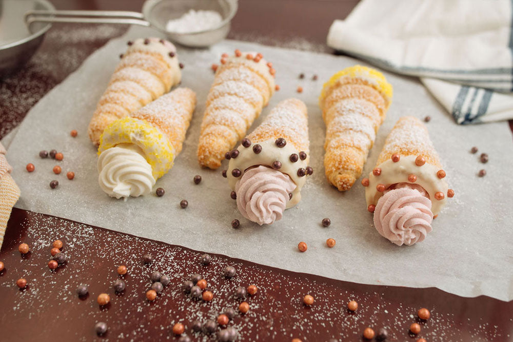 Cream Horns filled with flavored Fond Royal mousse