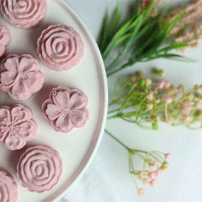 Image of Rose Mooncakes with Pistachio Filling 