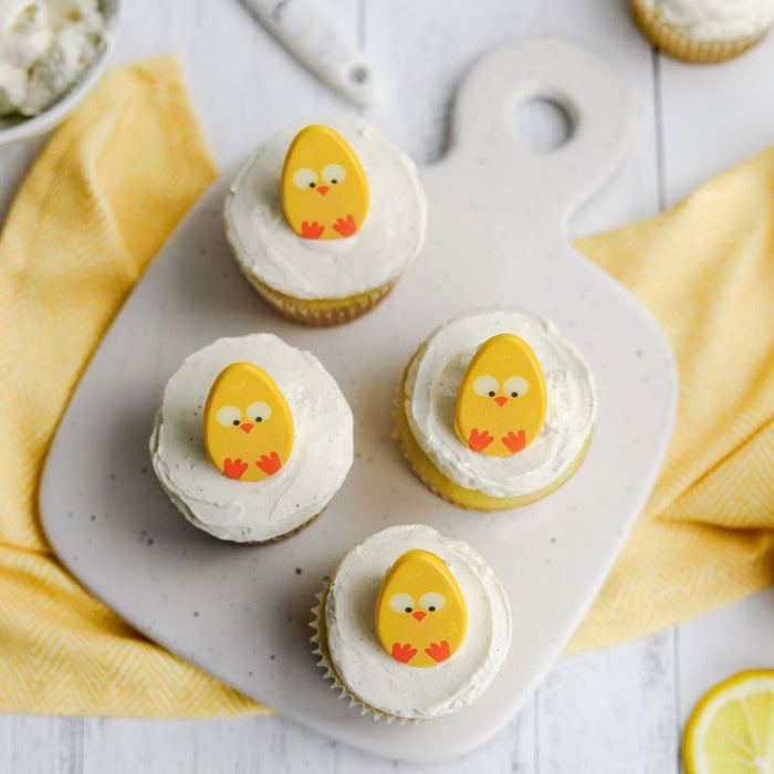 Vanilla Cupcakes Topped with Chick Decor