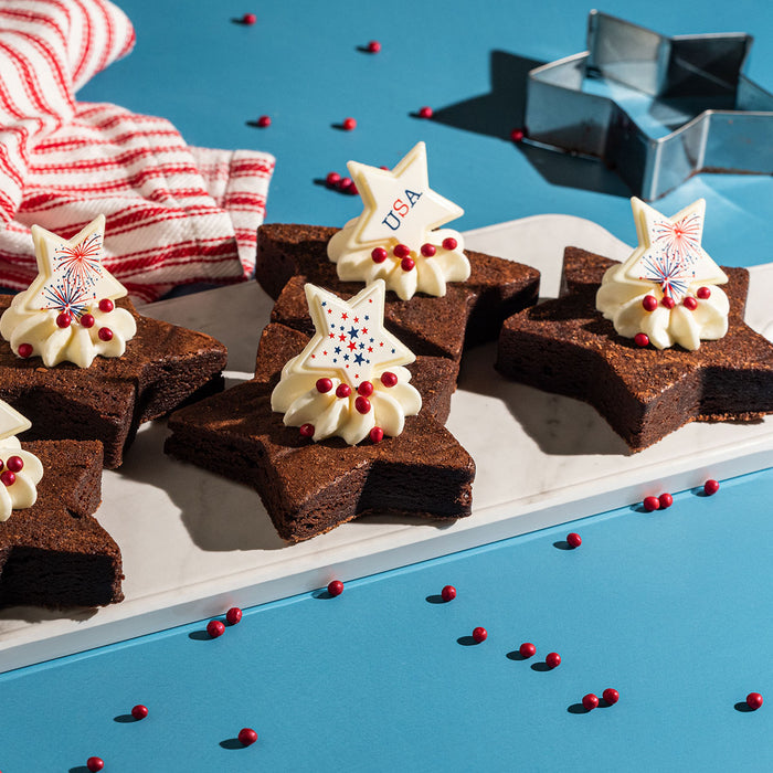 USA Embossed Star Trio on Star-Shaped Brownies