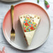 Vanilla Cheesecake Slice with Floral Heart Decor Plaque