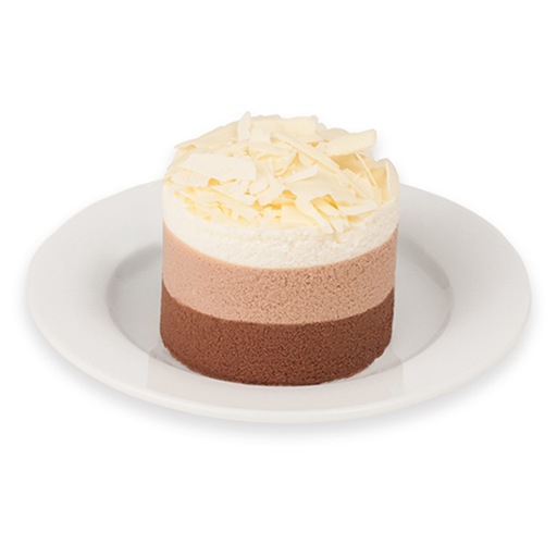 Triple mousse cake on plate