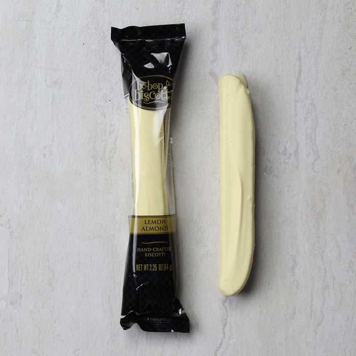 almond biscotti dipped in lemon flavored white chocolate