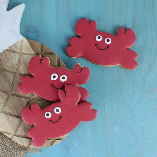 Crab Shaped Cookies decorated with chocolate icing