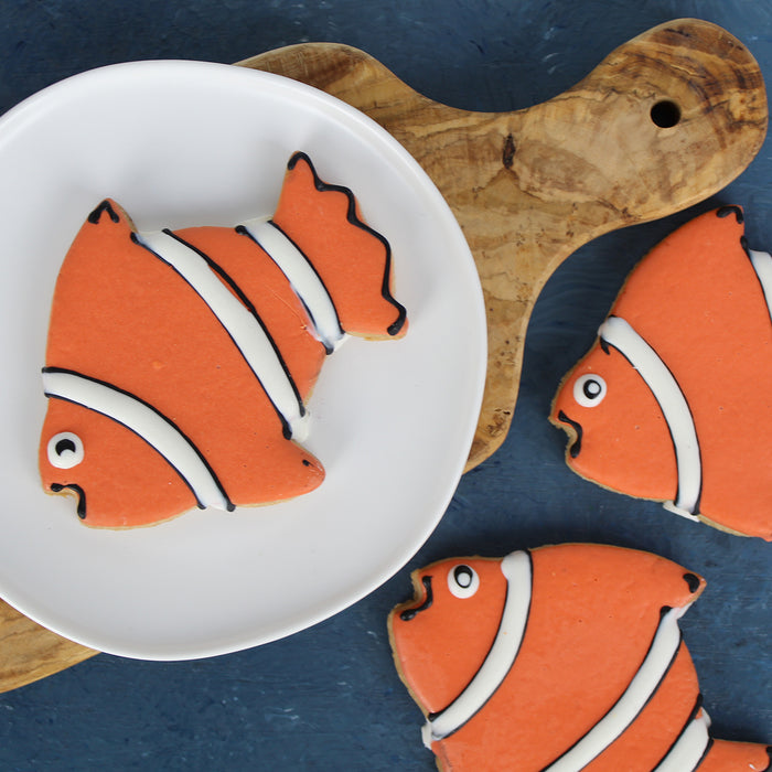 Clown Fish Shaped and Decorated Cookies