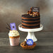 Chocolate Naked Cake with Happy Birthday Chocolate Decor with sprinkles