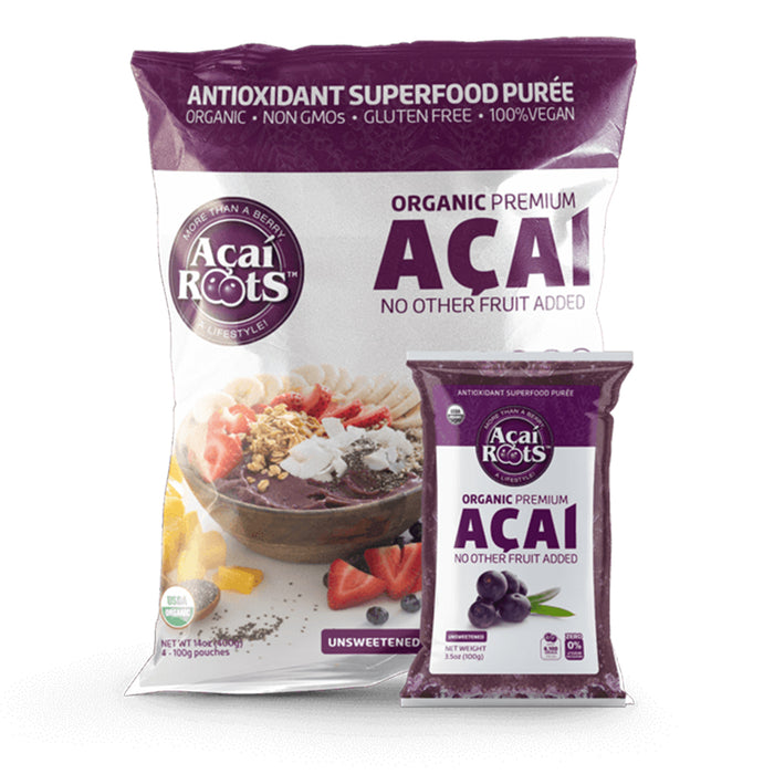 Acai Roots superfood puree large format packaging