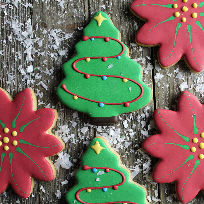 Lighted Tree & Poinsettia Cookies (Seasonal)