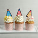 Happy Birthday Hat Chocolate Decor on vanilla cupcakes