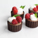 Chocolate Mousse-filled Cup with Raspberry and Whipped Cream