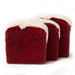 iced red velvet pound cake slices
