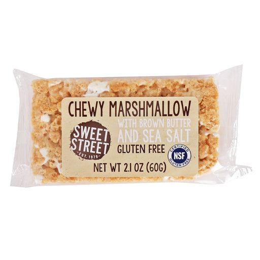 Individually wrapped marshmallow bar with brown butter and sea salt
