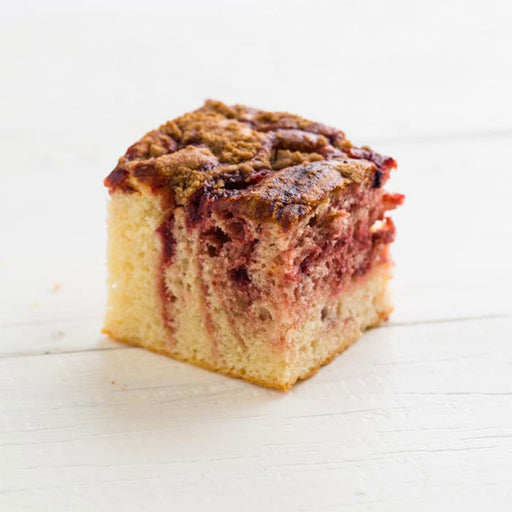 raspberry ripple crumb cake slice